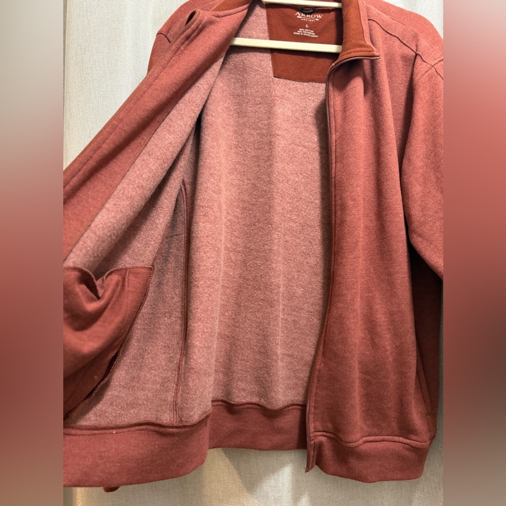 Arrow USA 1851 Men's Full Zip Sweatshirt Cotton Blend Rust Color Size L Like New - Picture 7 of 13